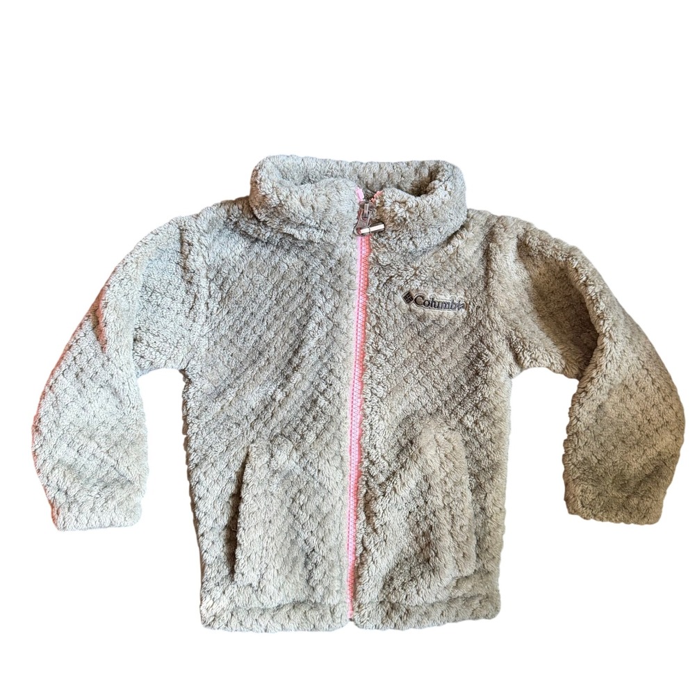 Columbia Gorpcore Cozy Kids Full Zip Green Pink Fleece Jacket